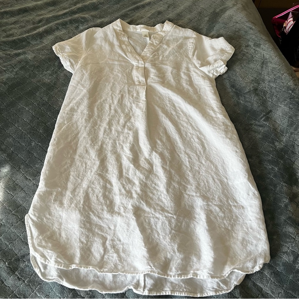 H&M White Casual linen Dress‎ xs old money minimalist